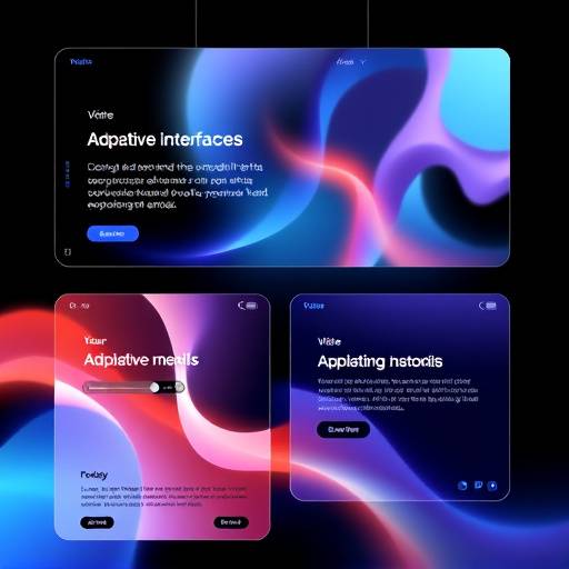 An abstract representation of adaptive interfaces, showing flexible layouts and customizable text sizes, symbolizing user-controlled accessibility features.